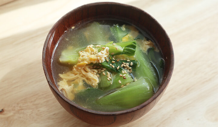 チンゲン菜とふわふわ卵スープのレシピ